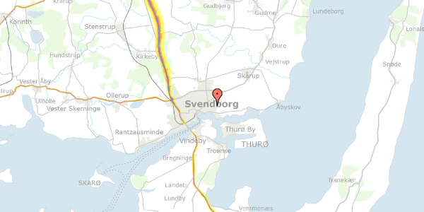 Trafikstøjkort på Sandhøj 7, 5700 Svendborg