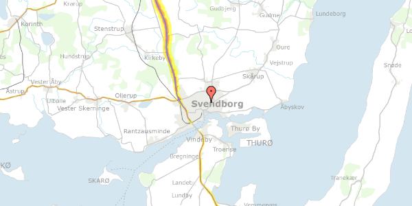 Trafikstøjkort på Schrumsvej 11, 5700 Svendborg