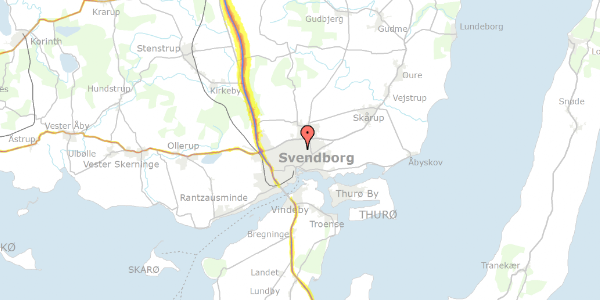 Trafikstøjkort på Siøvænge 8, 5700 Svendborg