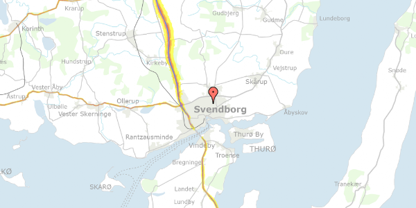 Trafikstøjkort på Siøvænge 12, 5700 Svendborg