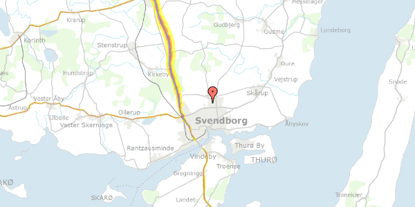 Trafikstøjkort på Skovhaven 6, 5700 Svendborg