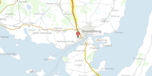 Trafikstøjkort på Skovsbovej 103E, 5700 Svendborg