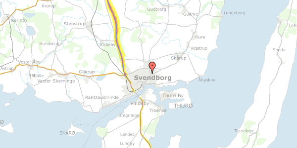 Trafikstøjkort på Skovvang 9, 5700 Svendborg