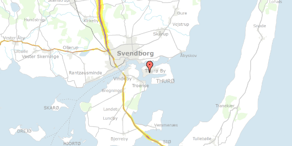 Trafikstøjkort på Snebærvænget 9, 5700 Svendborg