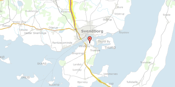 Trafikstøjkort på Syrenvej 47, 5700 Svendborg