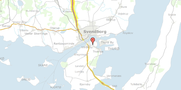 Trafikstøjkort på Syrenvej 71, 5700 Svendborg