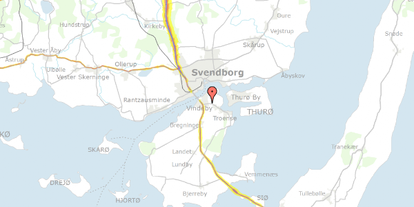 Trafikstøjkort på Syrenvej 77, 5700 Svendborg