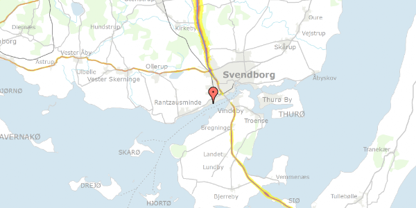 Trafikstøjkort på Sætting Strandvej 9, 5700 Svendborg