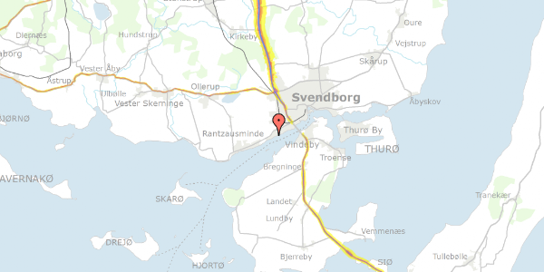 Trafikstøjkort på Sætting Strandvej 16, 5700 Svendborg