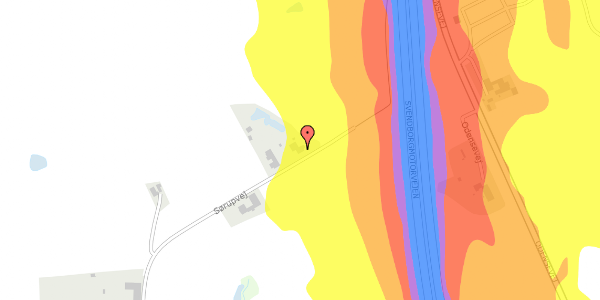 Trafikstøjkort på Sørupvej 121, 5700 Svendborg