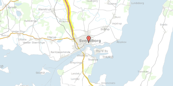 Trafikstøjkort på Thyrasvej 3, 5700 Svendborg