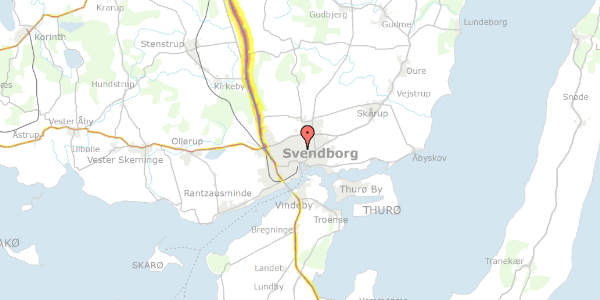 Trafikstøjkort på Trappebæksvej 24D, 5700 Svendborg