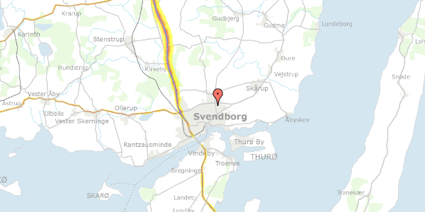 Trafikstøjkort på Tvedvej 118, 5700 Svendborg