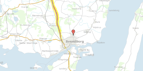 Trafikstøjkort på Tvedvej 173A, 5700 Svendborg