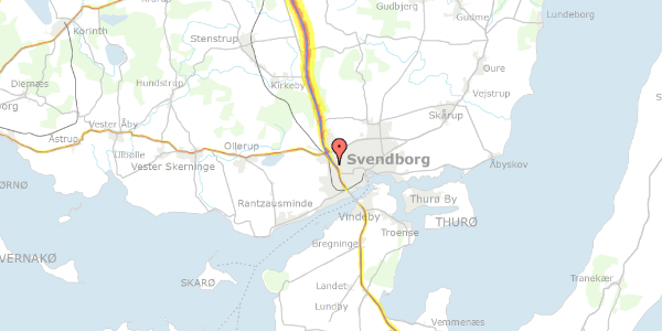 Trafikstøjkort på Tycho Brahes Vej 8, 5700 Svendborg