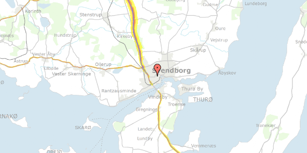 Trafikstøjkort på Vesterlund 10, 5700 Svendborg