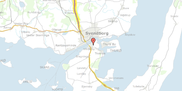 Trafikstøjkort på Vindeby Pilevej 8, 5700 Svendborg