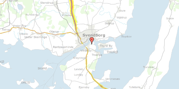 Trafikstøjkort på Vindeby Sundvej 2, 5700 Svendborg