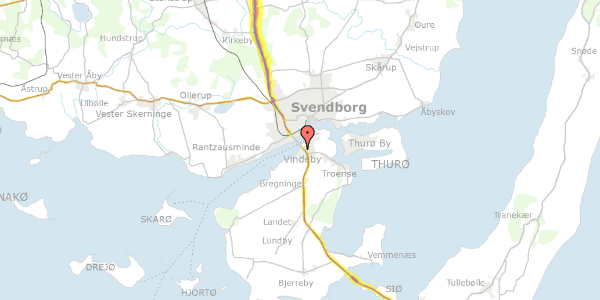 Trafikstøjkort på Vitus Berings Vej 8, 5700 Svendborg