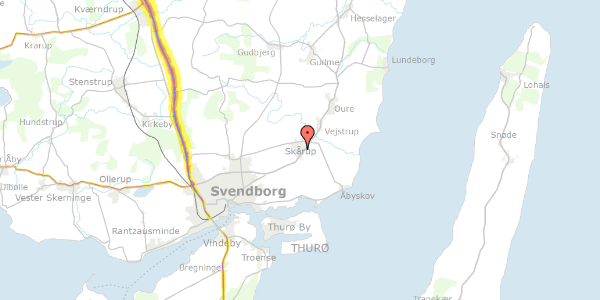 Trafikstøjkort på Østergade 23, 5881 Skårup Fyn