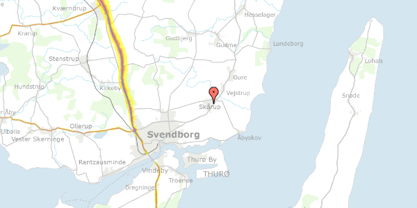 Trafikstøjkort på Østergade 42, 5881 Skårup Fyn