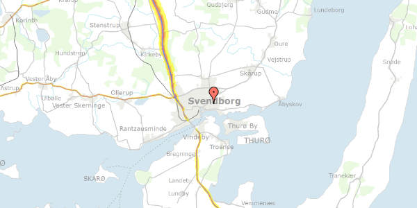 Trafikstøjkort på Østre Skolevej 6, 5700 Svendborg