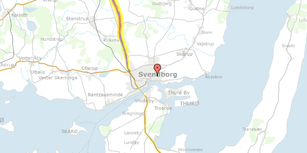 Trafikstøjkort på Østre Skolevej 8, 5700 Svendborg