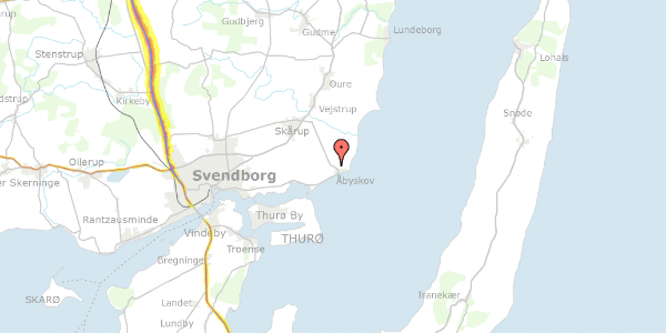 Trafikstøjkort på Åbyskovvej 24, 5881 Skårup Fyn