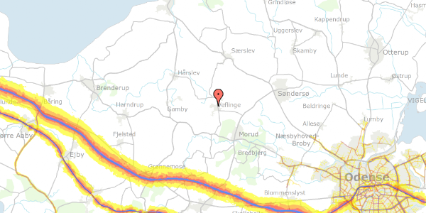 Trafikstøjkort på Havrekær 13, 5474 Veflinge