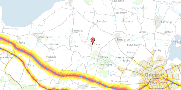 Trafikstøjkort på Hestehaven 18, 5474 Veflinge