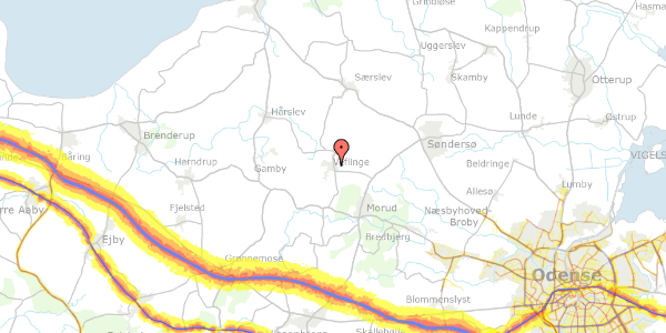 Trafikstøjkort på Lindebjerg Have 4, 5474 Veflinge