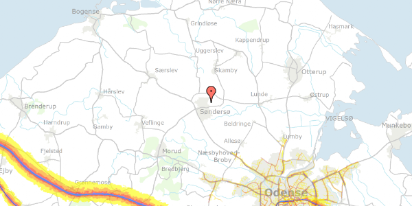 Trafikstøjkort på Lindetoften 5, 5471 Søndersø