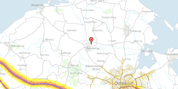 Trafikstøjkort på Lindetoften 7, 5471 Søndersø