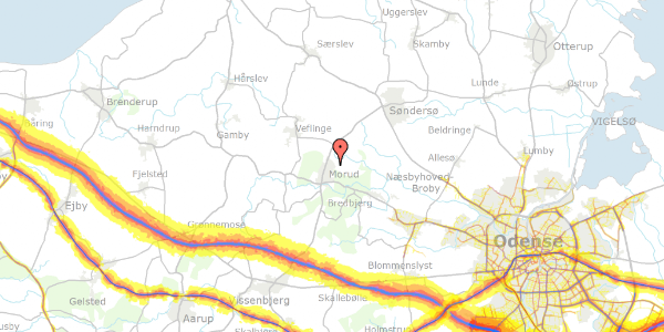 Trafikstøjkort på Skovbrynet 35, 5462 Morud
