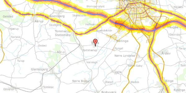 Trafikstøjkort på Fuglebakken 9, 5690 Tommerup