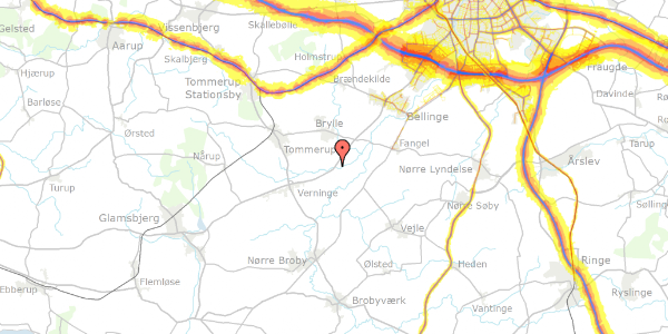 Trafikstøjkort på Hellevad 1, 5690 Tommerup
