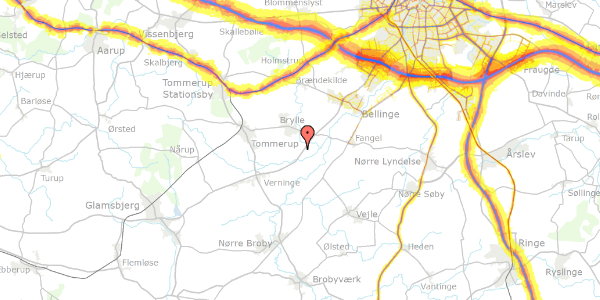 Trafikstøjkort på Hellevad 21, 5690 Tommerup