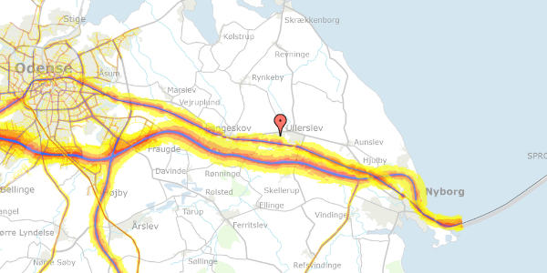Trafikstøjkort på Lervadparken 18, 5540 Ullerslev