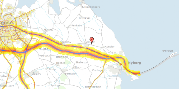 Trafikstøjkort på Nyborgvej 22, 5540 Ullerslev