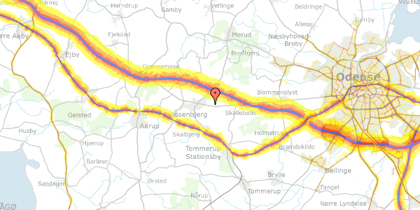 Trafikstøjkort på Odensevej 48, 5492 Vissenbjerg
