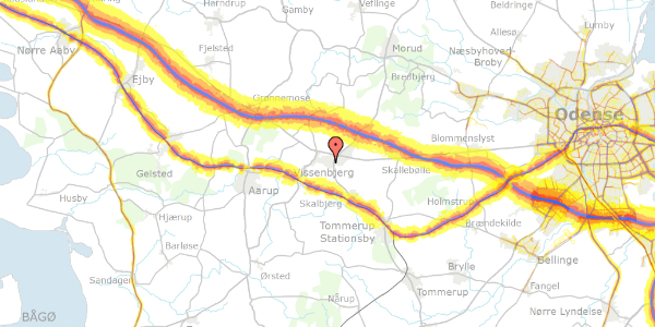 Trafikstøjkort på Rønnevej 4, 5492 Vissenbjerg