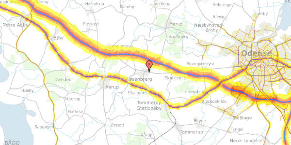 Trafikstøjkort på Tranevænget 5, 5492 Vissenbjerg