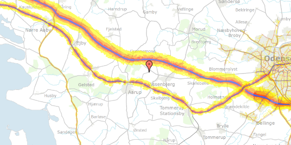 Trafikstøjkort på Årupvej 15, 5492 Vissenbjerg
