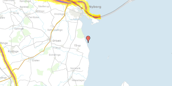 Trafikstøjkort på Egernvej 20, 5871 Frørup