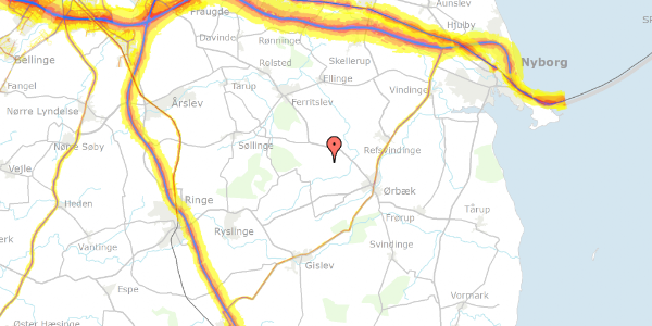 Trafikstøjkort på Ringholmvej 12, 5853 Ørbæk