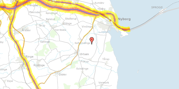 Trafikstøjkort på Sentvedvej 19B, 5853 Ørbæk