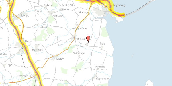 Trafikstøjkort på Sentvedvej 42A, 5871 Frørup