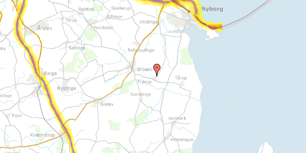 Trafikstøjkort på Sentvedvej 46, 5871 Frørup