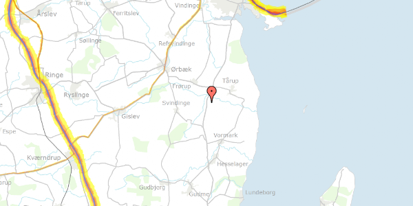 Trafikstøjkort på Svendborg Landevej 24, 5871 Frørup