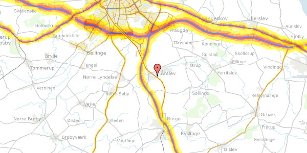 Trafikstøjkort på Rønnebærvej 78, 5792 Årslev